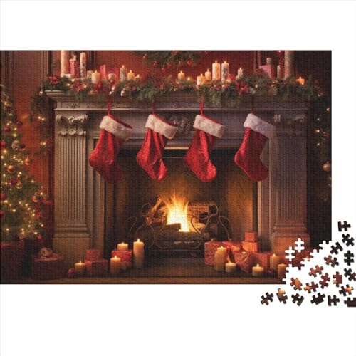 Weihnachtsthema 1000 Teile Socken Holzpuzzle Für Jugendliche & Erwachsene - Entspannendes Denkspiel, Hausdekoration & Herausfordernder Spaß (1000pcs (75x50cm)) von WZXYMXDP