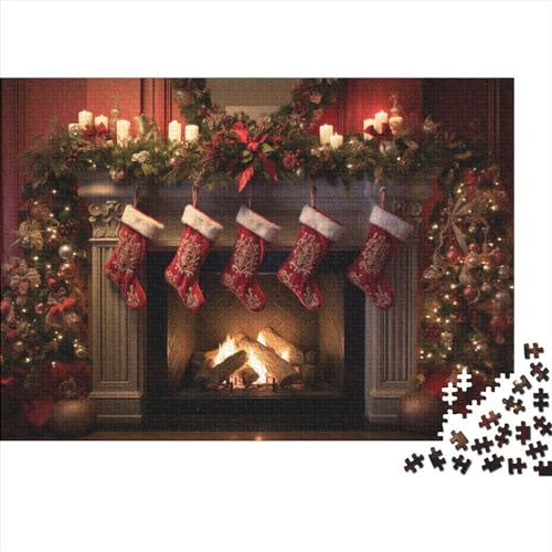 Weihnachtsthema 1000 Teile Socken Holzpuzzle Für Jugendliche & Erwachsene - Entspannendes Denkspiel, Hausdekoration & Herausfordernder Spaß (1000pcs (75x50cm)) von WZXYMXDP