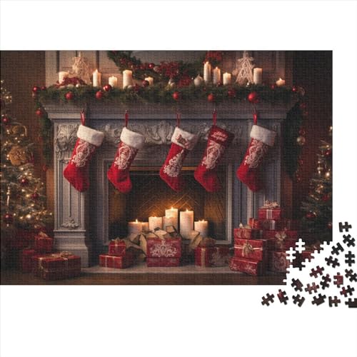 Weihnachtsthema 1000 Teile Socken Holzpuzzle - Gehirnspiel, Bildungswolle Freude & Entspannende Hausdekoration (Gruppenaktivität, Ab 12 Jahren) von WZXYMXDP