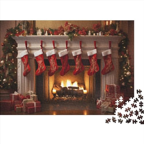 Weihnachtsthema 1000 Teile Socken Holzpuzzle - Gehirnspiel, Bildungswolle Freude & Entspannende Hausdekoration (Gruppenaktivität, Ab 12 Jahren) von WZXYMXDP