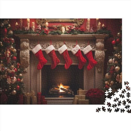 Weihnachtsthema 1000 Teile Socken Holzpuzzle - Spannendes Gehirnspiel & Entspannende Hausdekoration (Ab 12 Jahren) von WZXYMXDP