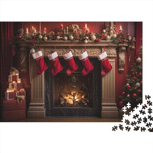 Weihnachtsthema 1000 Teile Socken Holzpuzzle - Spannendes Gehirnspiel & Entspannende Hausdekoration (Ab 12 Jahren) von WZXYMXDP