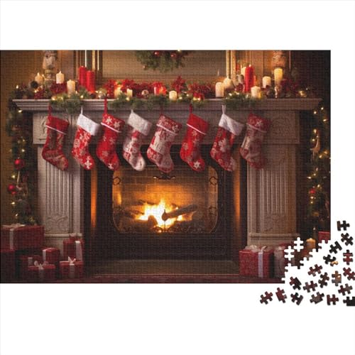 Weihnachtsthema 1000 Teile Socken Puzzle - Entspannende Gruppenaktivität, Hausdekoration Kunst & Gehirnspiel (Familienpuzzle) von WZXYMXDP