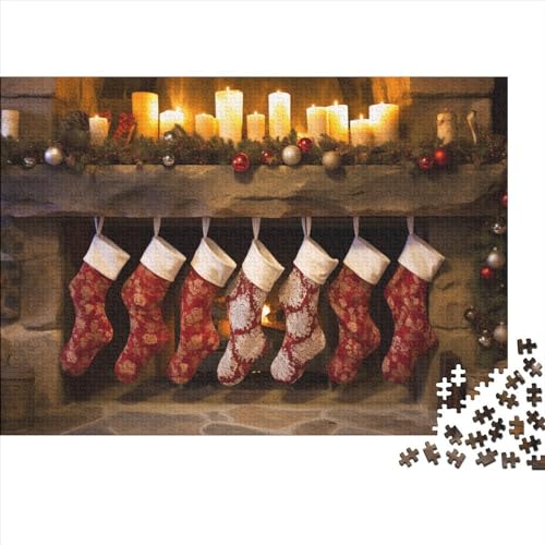 Weihnachtsthema 1000 Teile Socken Puzzles Für Erwachsene - Intellektuelles Spiel, Stressabbau, Bildungspiel, Dekoration, Herausforderung (1000pcs (75x50cm)) von WZXYMXDP