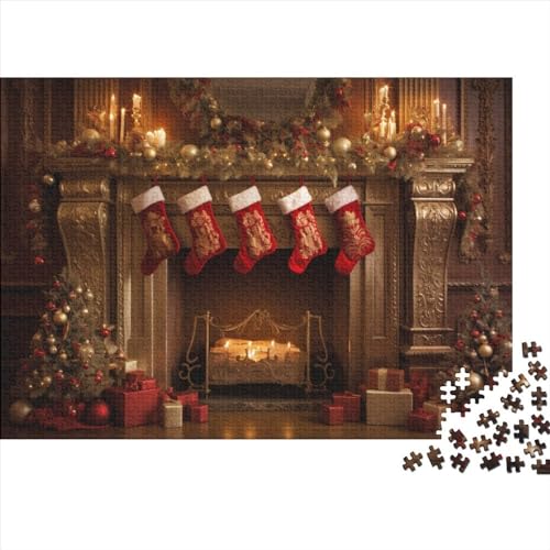 Weihnachtsthema 1000 Teile Socken Puzzles Für Erwachsene - Spaßiges Intellektuelles Spiel, Stressabbau, Bildungswert, Hausdekoration, Premium & Langlebig (1000pcs (75x50cm)) von WZXYMXDP