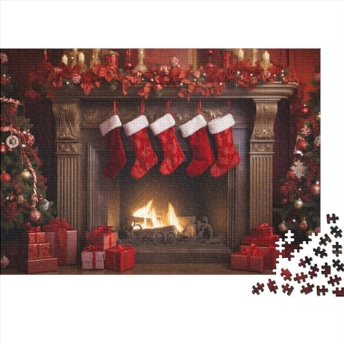 Weihnachtsthema 1000 Teile Socken Puzzles Für Erwachsene - Stressabbau, Bildungspiel, Intellektuelles Spiel, Hausdekoration, Herausforderung (1000pcs (75x50cm)) von WZXYMXDP