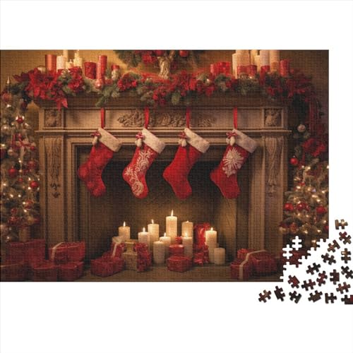 Weihnachtsthema Holzpuzzle - 1000 Teile Socken Hausdekoration Kunst, Gehirnspiel & Mentale Stimulation (Entspannendes Hobby, Ab 12 Jahren) von WZXYMXDP
