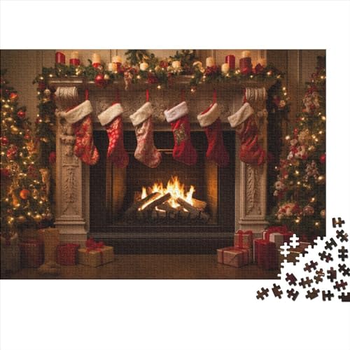 Weihnachtsthema Holzpuzzle Für Erwachsene - 1000 Teile Socken Hausdekoration, Intellektuelles Spiel, Stressabbau, Bildungswert, Herausforderung von WZXYMXDP