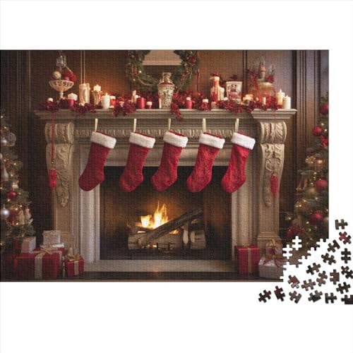 Weihnachtsthema Holzpuzzle Für Erwachsene - 1000 Teile Socken Hausdekoration, Intellektuelles Spiel, Stressabbau, Bildungswert, Herausforderung von WZXYMXDP