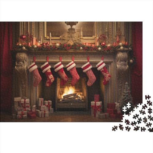 Weihnachtsthema Puzzle - 1000 Teile Socken Entspannendes Denkspiel & Hausdekoration Herausforderung (Familienspaß, Ab 12 Jahren) von WZXYMXDP