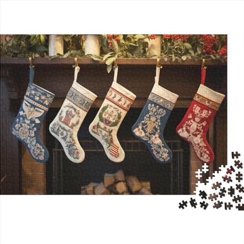 Weihnachtsthema Puzzle - 1000 Teile Socken Entspannendes Gehirnspiel & Premium Hausdekoration (Für Alle Ab 12 Jahren) von WZXYMXDP