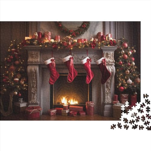 Weihnachtsthema Puzzle - 1000 Teile Socken Entspannendes Gehirnspiel & Premium Hausdekoration (Für Alle Ab 12 Jahren) von WZXYMXDP