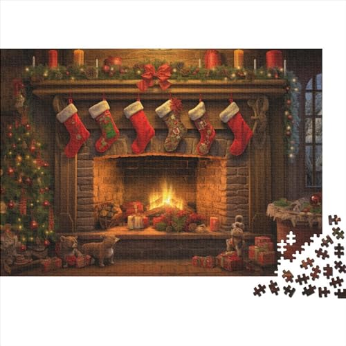 Weihnachtsthema Puzzle - 1000 Teile Socken Hausdekoration Kunst, Bildungswertes Denkspiel & Herausforderung (1000pcs (75x50cm)) von WZXYMXDP