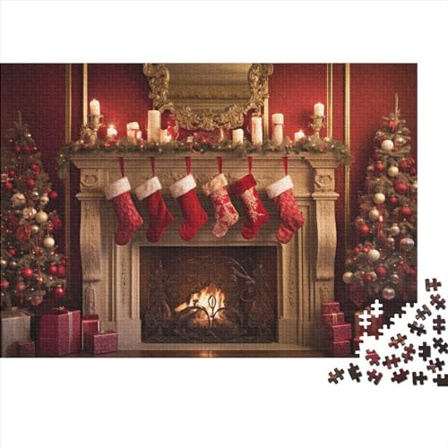 Weihnachtsthema Puzzle Für Erwachsene - 1000 Teile Socken Intellektuelles Spiel, Hausdekoration, Stressabbau, Bildungspiel, Herausforderung (1000pcs (75x50cm)) von WZXYMXDP