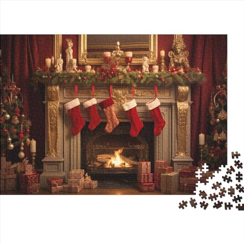 Weihnachtsthema Puzzles Für Erwachsene - 1000 Teile Socken Hausdekoration, Stressabbau, Bildungspiel, Intellektuelles Spiel, Premium & Langlebig (1000pcs (75x50cm)) von WZXYMXDP