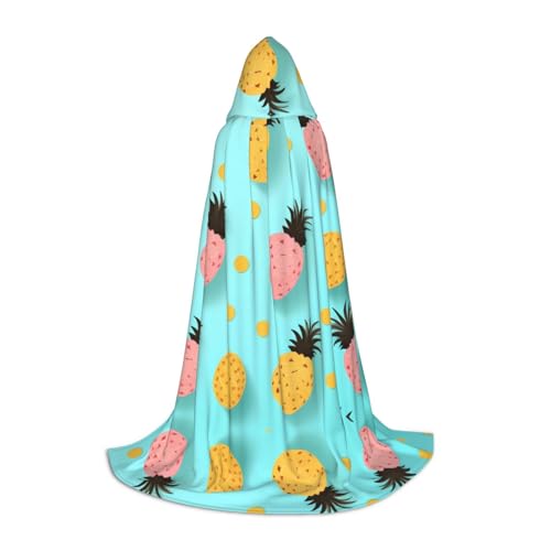 WZYCWB Ananas Polka Dot Figur M Bedruckter Jugendmantel mit Kapuze, perfekt für Zauberer und Rollenspiel-Kostüme (S-L) von WZYCWB