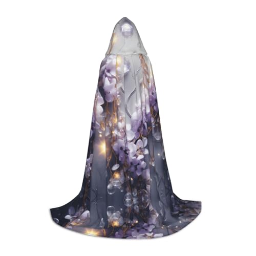 WZYCWB Anhänger mit violetter Blume, L, bedruckt, für Jugendliche, Kapuzenumhang, perfekt für Zauberer und Rollenspiel-Kostüme (S-L) von WZYCWB