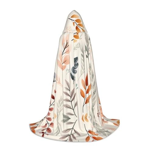 WZYCWB Bedruckter Jugendumhang mit Kapuze, Blattdruck, perfekt für Zauberer und Rollenspiel-Kostüme (S-L) von WZYCWB