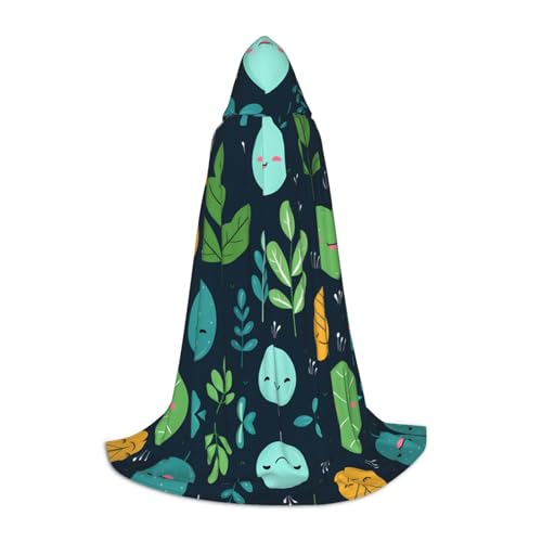 WZYCWB Bedruckter Jugendumhang mit Kapuze, Blattmuster, Größe L, perfekt für Zauberer und Rollenspiel-Kostüme (S-L) von WZYCWB