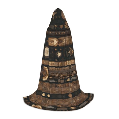 WZYCWB Bedruckter Jugendumhang mit Kapuze im Bohemian-Stil, Größe M, perfekt für Zauberer und Rollenspiel-Kostüme (S-L) von WZYCWB
