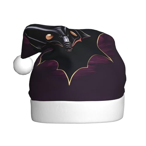 WZYCWB Black Ghost Bat Erwachsene Weihnachtsmütze Unisex Weihnachtsmann Weihnachten Halloween Urlaub Party Erwachsene Plüsch Weihnachtsmütze von WZYCWB