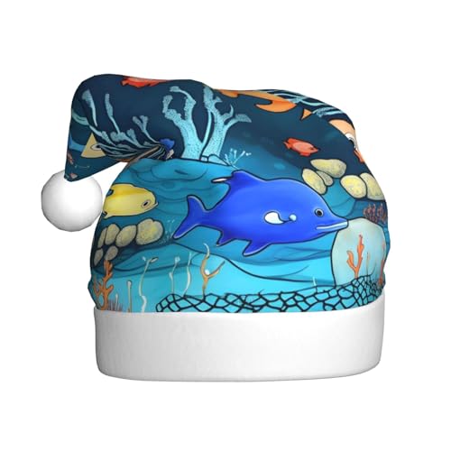 WZYCWB Blaue Unterwasserwelt der Fische Erwachsene Weihnachtsmütze Unisex Weihnachtsmann Weihnachten Halloween Urlaub Party Erwachsene Plüsch Weihnachtsmütze WZYCWB Blaue Unterwasserwelt der Fische Erwachsene Weihnachtsmütze Unisex Weihnachtsmann Weihnachten Halloween Urlaub Party Erwachsene Plüsch Weihnachtsmütze von WZYCWB