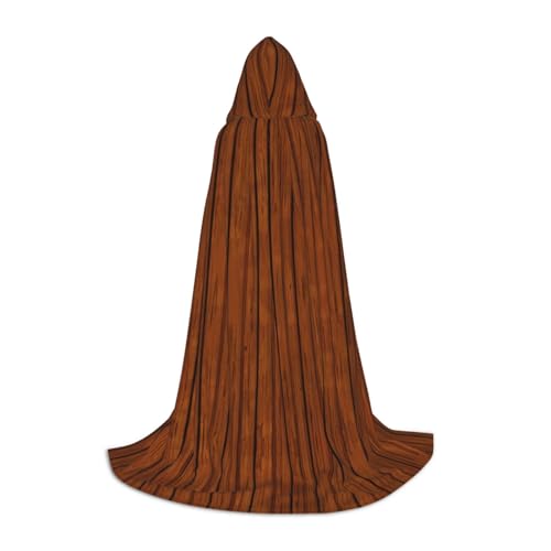 WZYCWB Braunes Holzmuster S bedruckter Jugendmantel mit Kapuze, perfekt für Zauberer und Rollenspiel-Kostüme (S-L) von WZYCWB