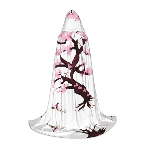 WZYCWB Cherry Blossoms Tree L Bedruckter Jugendmantel mit Kapuze, perfekt für Zauberer und Rollenspiel-Kostüme (S-L) von WZYCWB