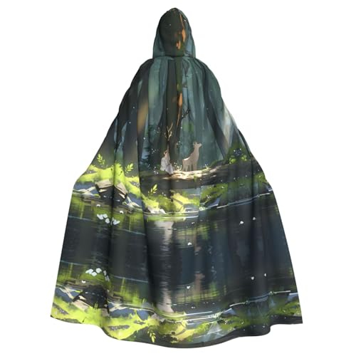 WZYCWB Das Mädchen am Fluss Gemusterter Ballumhang Erwachsene erweiterte Zauberer Robe Maskerade Kostüm Karneval Motto Party Kleid von WZYCWB