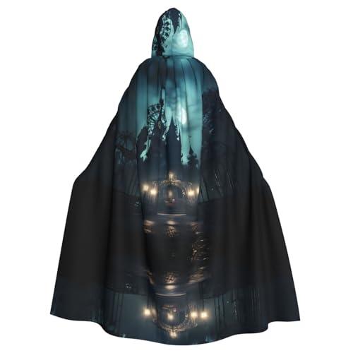 WZYCWB Der Geist in der Nacht, gemusterter Ballumhang, Erwachsenen-Zauberer-Robe, Maskerade-Kostüm, Karnevalsmottop-Partykleid von WZYCWB
