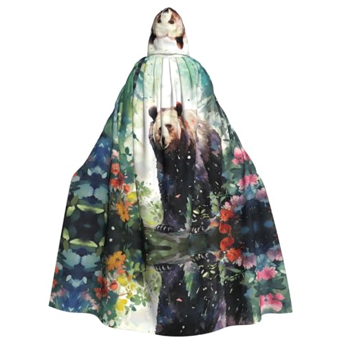 WZYCWB Dschungelbär gemusterter Ballumhang für Erwachsene, erweiterter Zauberer-Robe, Maskerade-Kostüm, Karnevalsmotto-Partykleid von WZYCWB