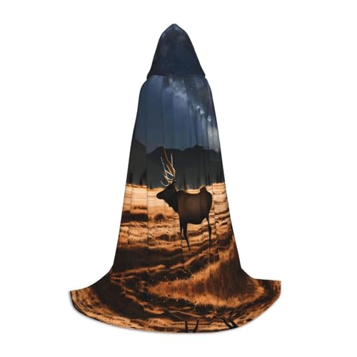 WZYCWB Elch in the Meadow L Printed Youth Hooded Cloak Perfect for Wizards and role-play costumes (S-L) von WZYCWB