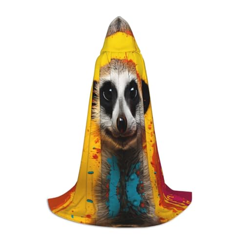 WZYCWB Erdmännchen M bedruckter Jugendumhang mit Kapuze, perfekt für Zauberer und Rollenspiel-Kostüme (S-L) von WZYCWB