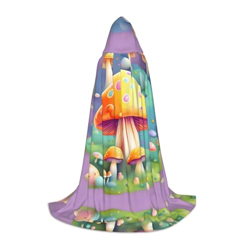 WZYCWB Fantasy Dream Mushroom M Bedruckter Jugendmantel mit Kapuze, perfekt für Zauberer und Rollenspiel-Kostüme (S-L) von WZYCWB