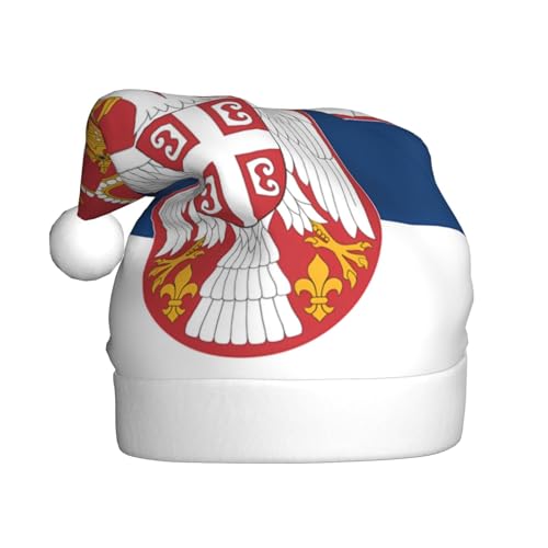WZYCWB Flagge Serbiens Erwachsene Weihnachtsmütze Unisex Weihnachtsmann Weihnachten Halloween Urlaub Party Erwachsene Plüsch Weihnachtsmütze von WZYCWB