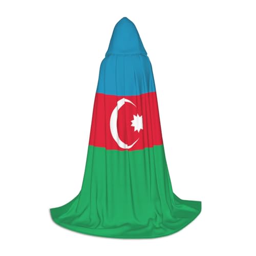 WZYCWB Flagge von Aserbaidschan L bedruckter Jugendmantel mit Kapuze, perfekt für Zauberer und Rollenspiel-Kostüme (S-L) von WZYCWB