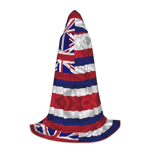 WZYCWB Flagge von Hawaii American S Bedruckter Jugendmantel mit Kapuze, perfekt für Zauberer und Rollenspiel-Kostüme (S-L) von WZYCWB