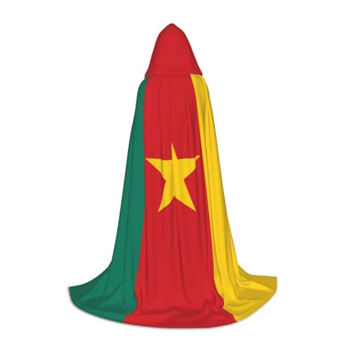 WZYCWB Flagge von Kamerun M bedruckter Jugendmantel mit Kapuze, perfekt für Zauberer und Rollenspiel-Kostüme (S-L) von WZYCWB