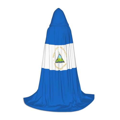 WZYCWB Flagge von Nicaragua L, bedruckter Jugendumhang mit Kapuze, perfekt für Zauberer und Rollenspiel-Kostüme (S-L) von WZYCWB