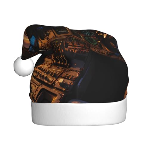WZYCWB Flugzeug-Cockpit Erwachsene Weihnachtsmütze Unisex Weihnachtsmann Weihnachten Halloween Urlaub Party Erwachsene Plüsch Weihnachtsmütze von WZYCWB