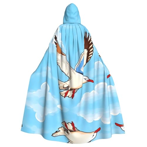 WZYCWB Flying Seagulls Gemusterter Ballumhang Erwachsene Erweiterte Zauberer Robe Maskerade Kostüm Karneval Motto Party Kleid von WZYCWB