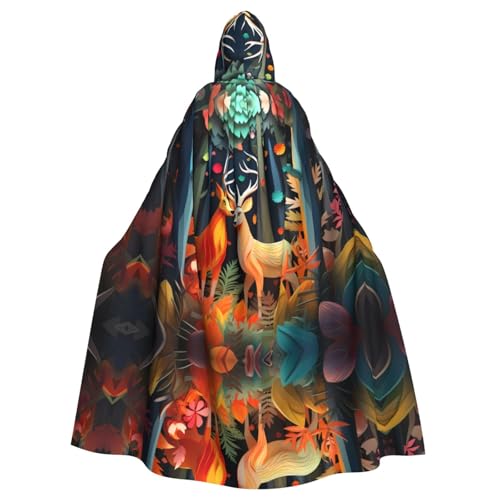 WZYCWB Gemaltes Hirsch gemusterter Ballumhang für Erwachsene, erweiterter Zauberer-Robe, Maskerade-Kostüm, Karnevalsmotto-Partykleid von WZYCWB