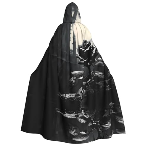 WZYCWB Gothic Rose Kapuzenumhang für Erwachsene – perfekt für Halloween-Partys, Cosplay, Bühnenauftritte und Themenveranstaltungen. von WZYCWB