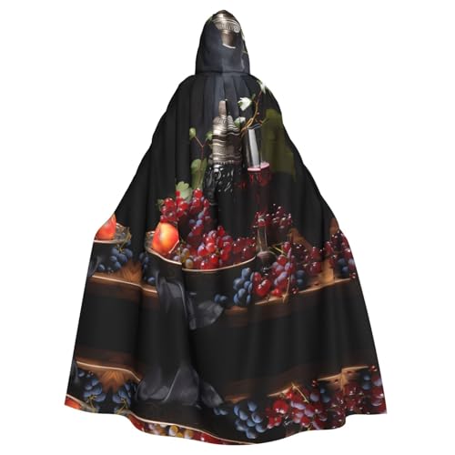 WZYCWB Grapes and Wine Patterned Ball Cape Adult Extended Wizard Robe Maskerade Costume Carnival Theme Party Dress von WZYCWB