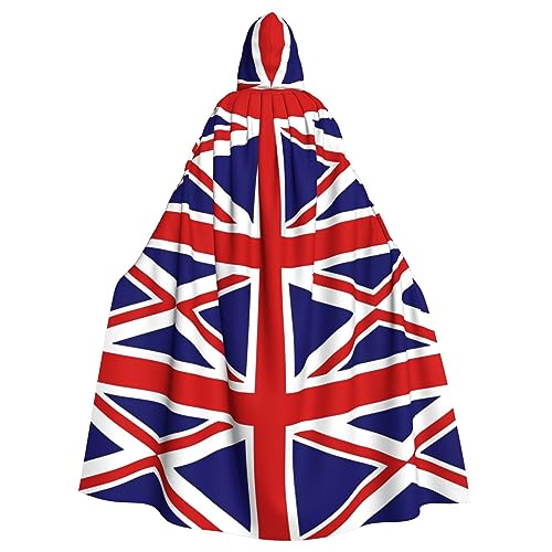 WZYCWB Halloween-Dekoration, Umhang mit UK-Flagge, Erwachsenengröße, Kapuzenumhang, Unisex, Karnevals-Umhang für Maskerade, Rollenspiele von WZYCWB