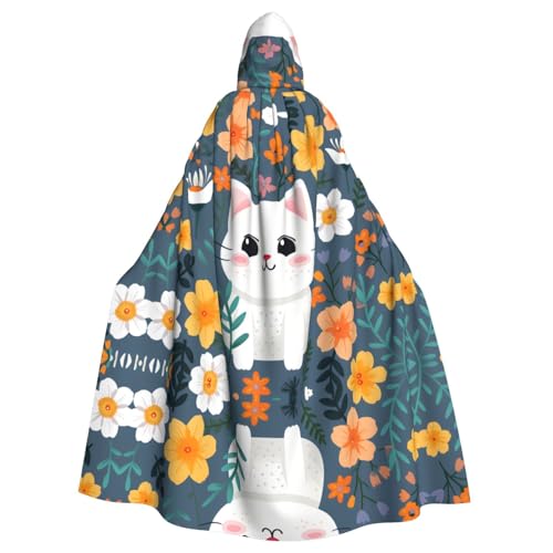 WZYCWB Kätzchen-Aufkleber, gemusterter Ballumhang, Erwachsenen-Zauberer-Robe, Maskerade-Kostüm, Karnevalsmot-Partykleid von WZYCWB