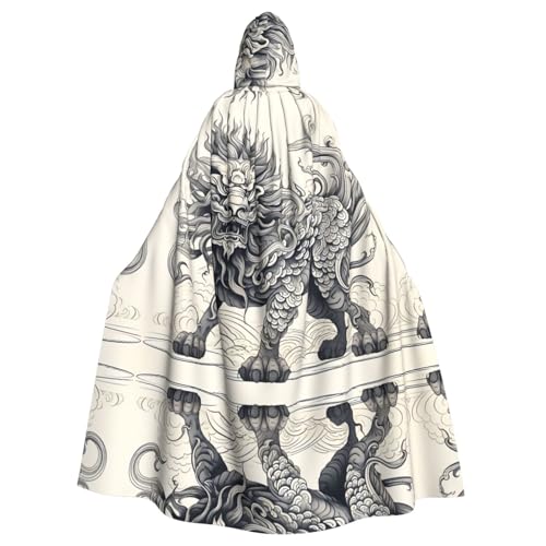 WZYCWB Kirin Line Drawing Patterned Ball Cape Adult Extended Wizard Robe Maskerade Costume Carnival Theme Party Dress von WZYCWB