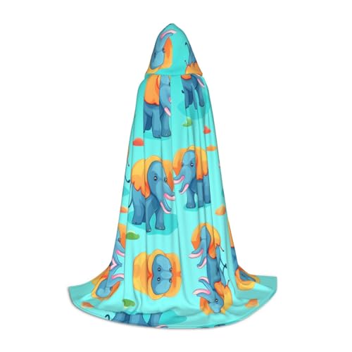WZYCWB Kleiner Elefant mit großen Ohren L bedruckter Jugendmantel mit Kapuze, perfekt für Zauberer und Rollenspiel-Kostüme (S-L) von WZYCWB
