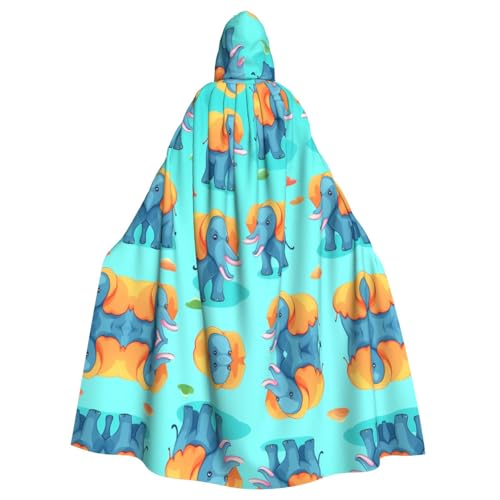 WZYCWB Kleiner Elefant mit großen Ohren gemusterter Ballumhang Erwachsene erweiterte Zaubererrobe Maskerade Kostüm Karneval Motto Party Kleid von WZYCWB