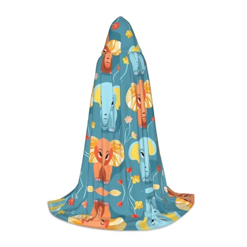 WZYCWB Little Elephant Blossom M Bedruckter Jugendmantel mit Kapuze, perfekt für Zauberer und Rollenspiel-Kostüme (S-L) von WZYCWB